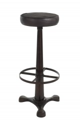 BAR STOOL BLACK METAL LEATHER    - CHAIRS, STOOLS